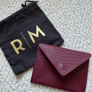 Rachel Miriam Leather Card Holder- Croc-Embossed Burgundy Wallet
